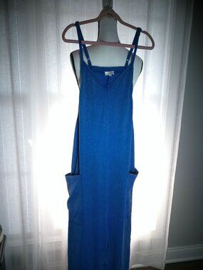 ODDY Slveless Denim Blue Bibb Wide Leg Overalls w/Pockets & Adjustible Straps 2X
